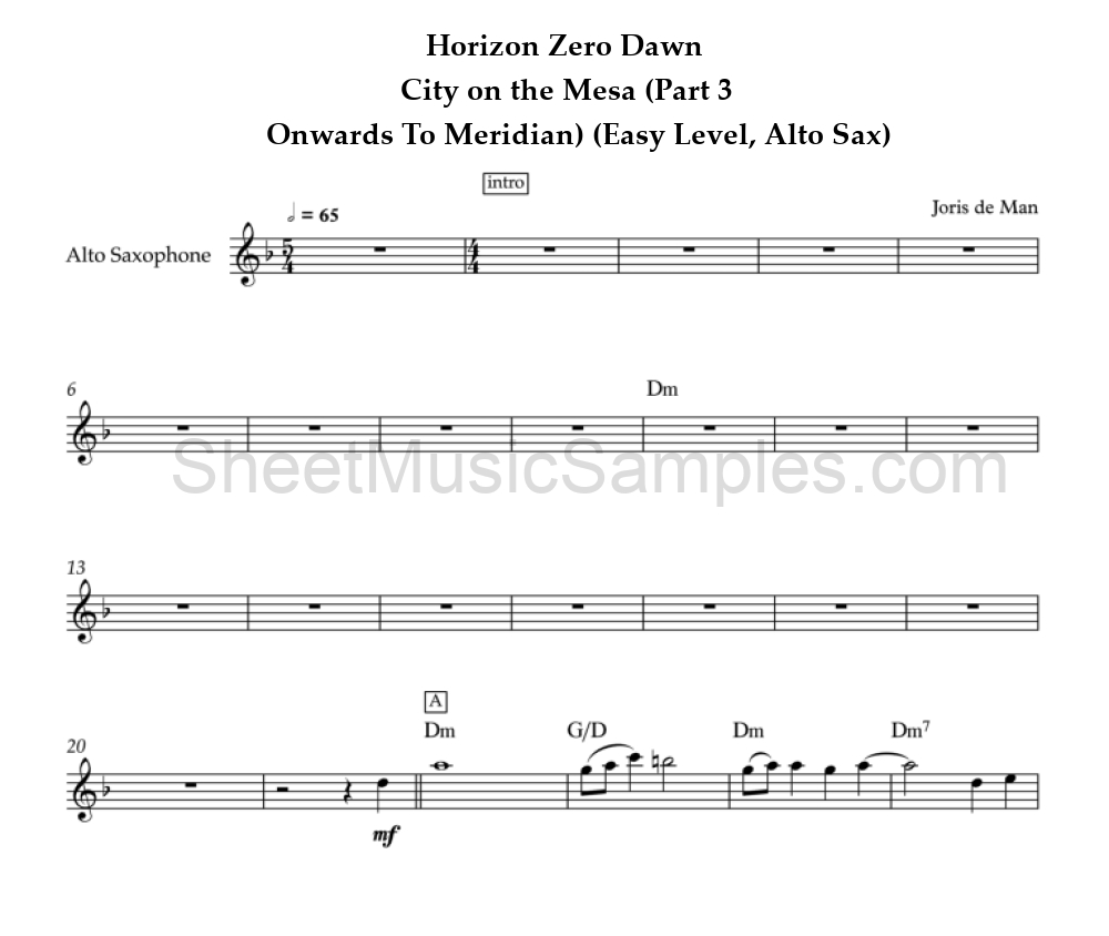 Horizon Zero Dawn - City on the Mesa (Part 3 - Onwards To Meridian) (Easy Level, Alto Sax)