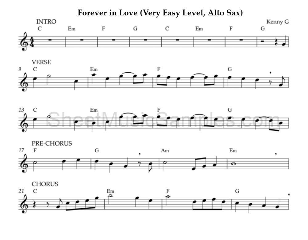 Forever in Love (Very Easy Level, Alto Sax)