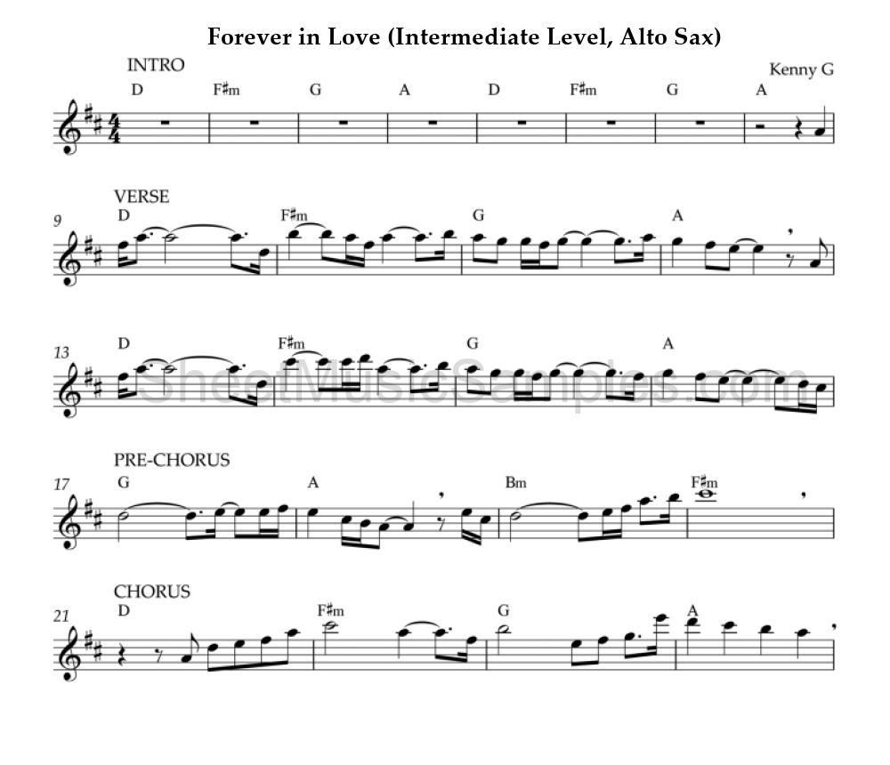 Forever in Love (Intermediate Level, Alto Sax)