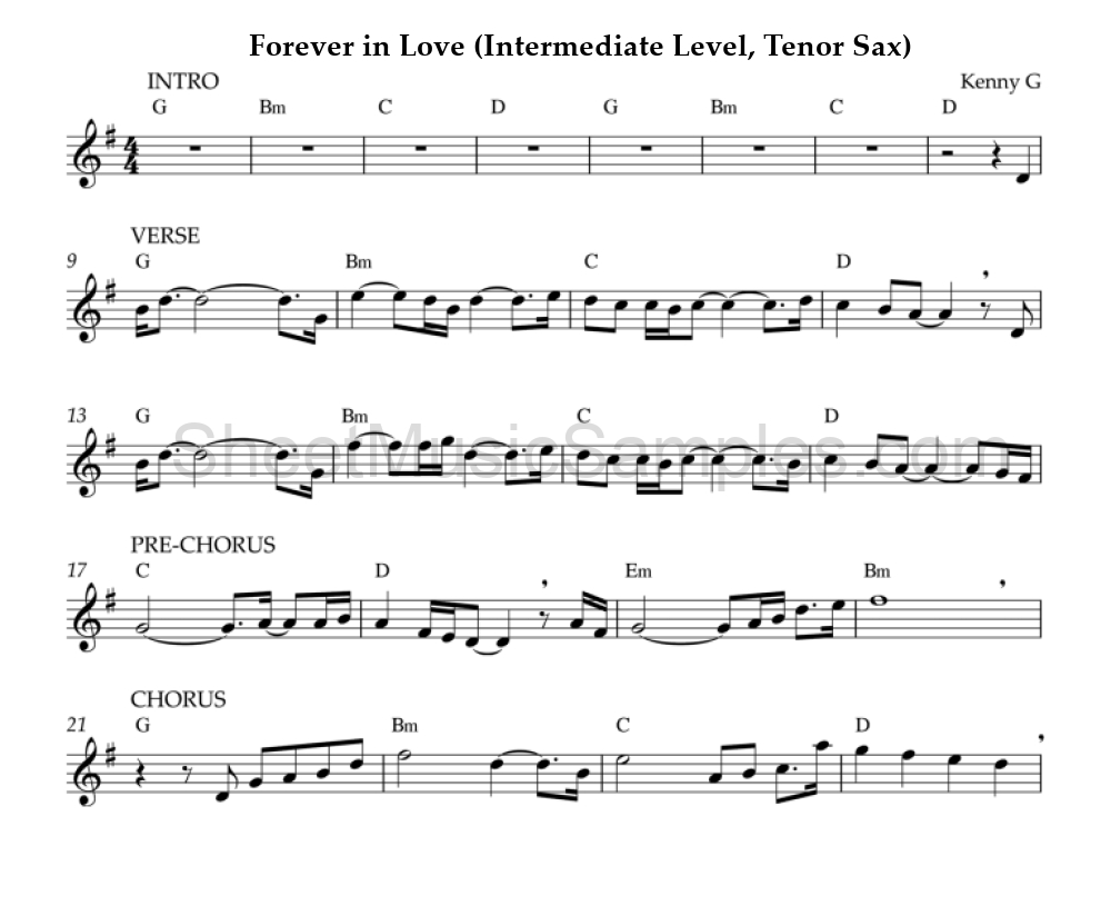 Forever in Love (Intermediate Level, Tenor Sax)