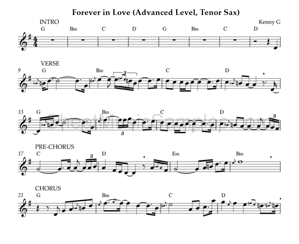 Forever in Love (Advanced Level, Tenor Sax)