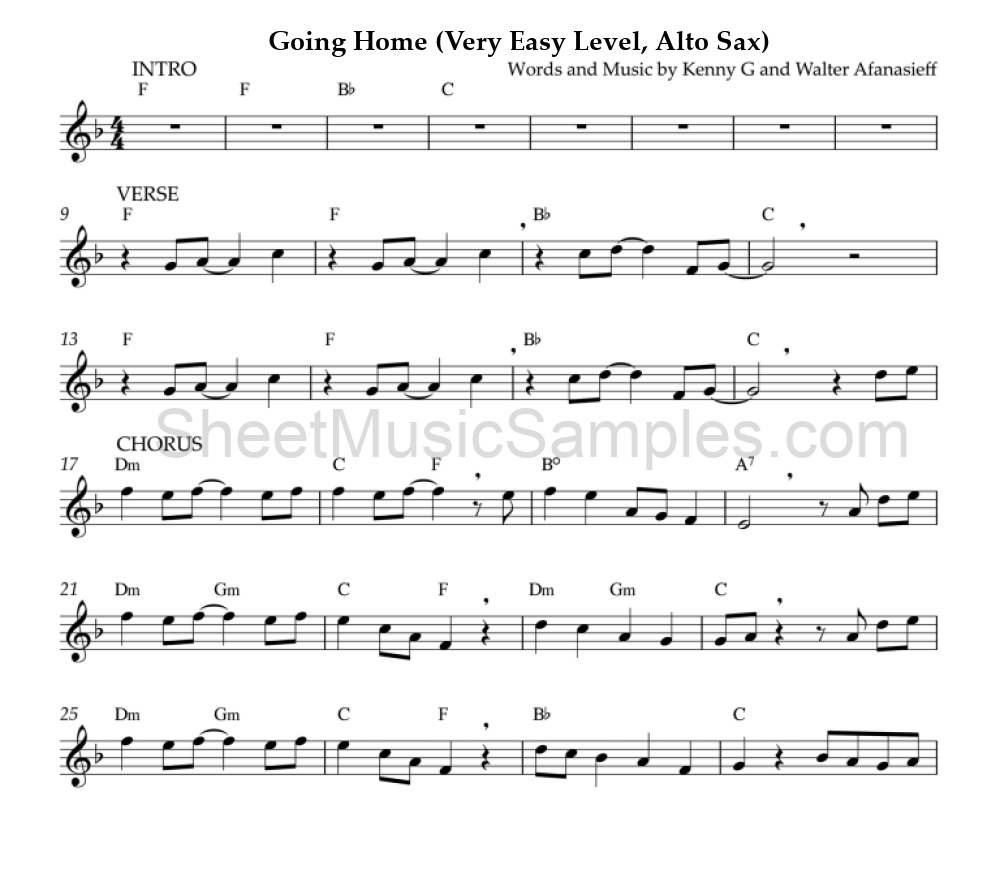 Going Home (Very Easy Level, Alto Sax)