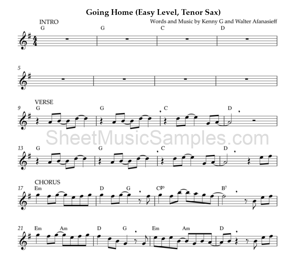 Going Home (Easy Level, Tenor Sax)