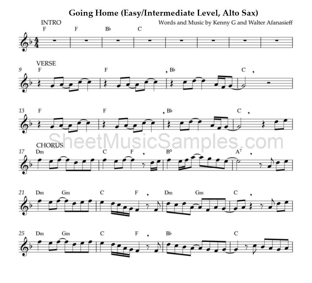 Going Home (Easy/Intermediate Level, Alto Sax)