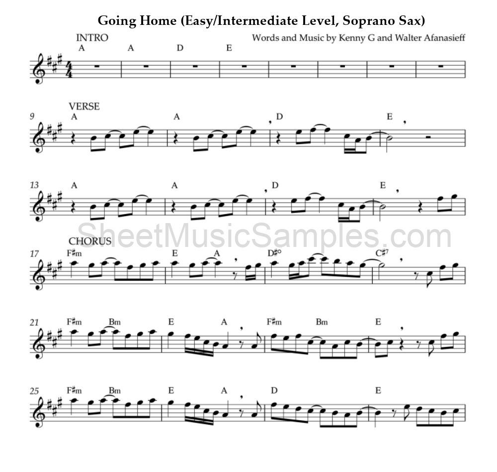 Going Home (Easy/Intermediate Level, Soprano Sax)