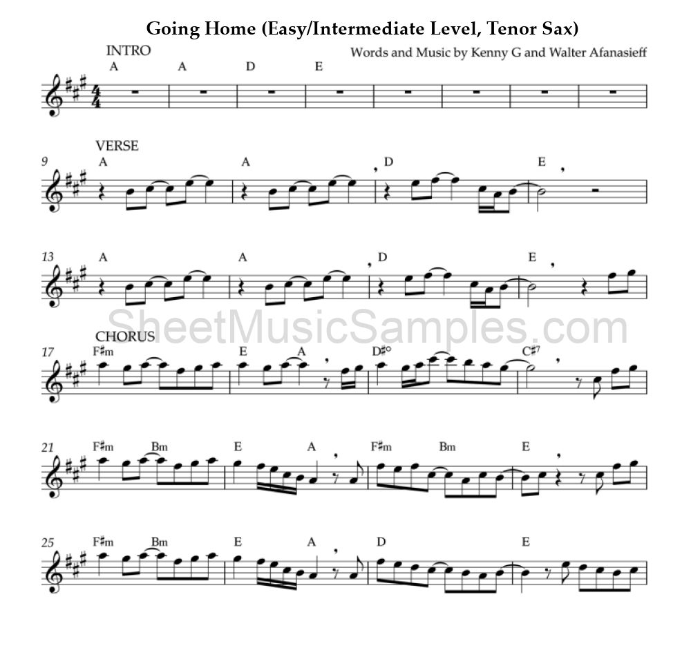 Going Home (Easy/Intermediate Level, Tenor Sax)