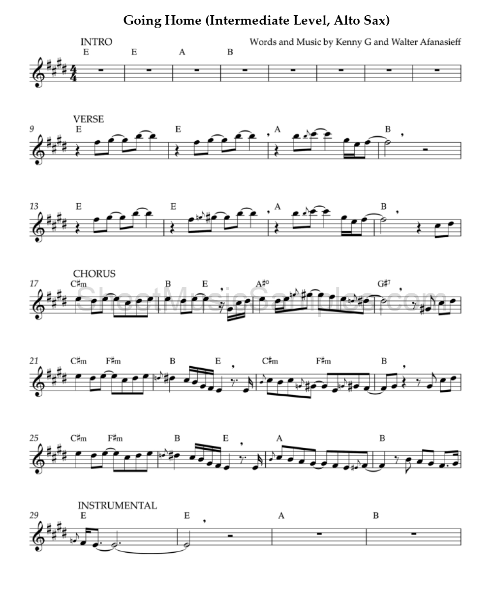 Going Home (Intermediate Level, Alto Sax)