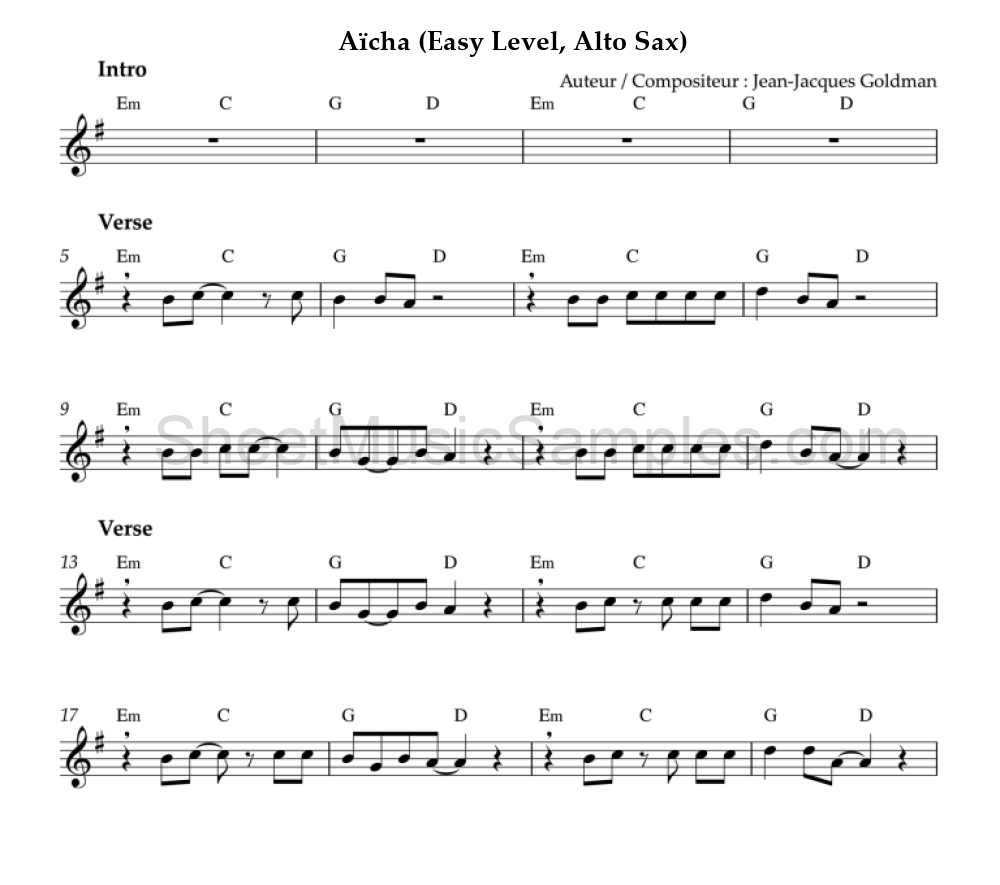 Aïcha (Easy Level, Alto Sax)