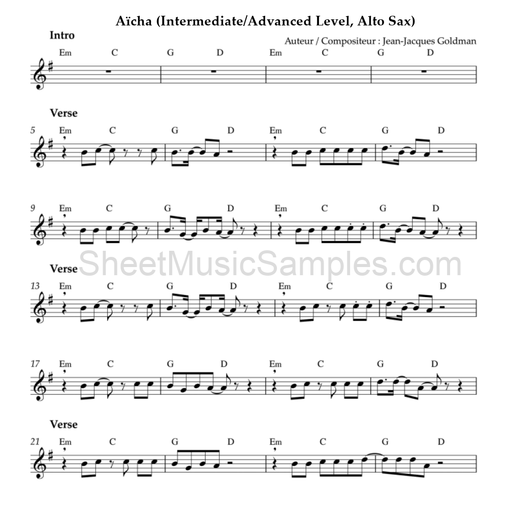 Aïcha (Intermediate/Advanced Level, Alto Sax)