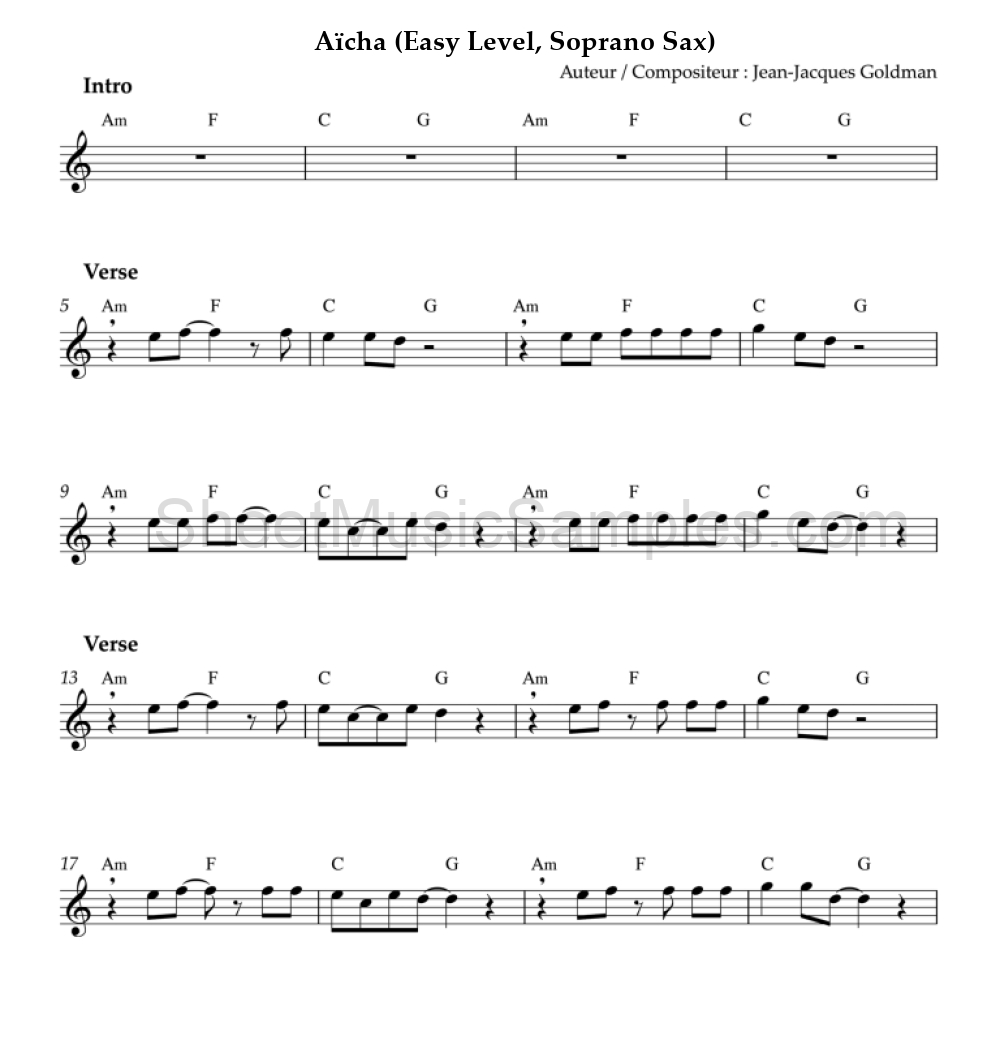 Aïcha (Easy Level, Soprano Sax)