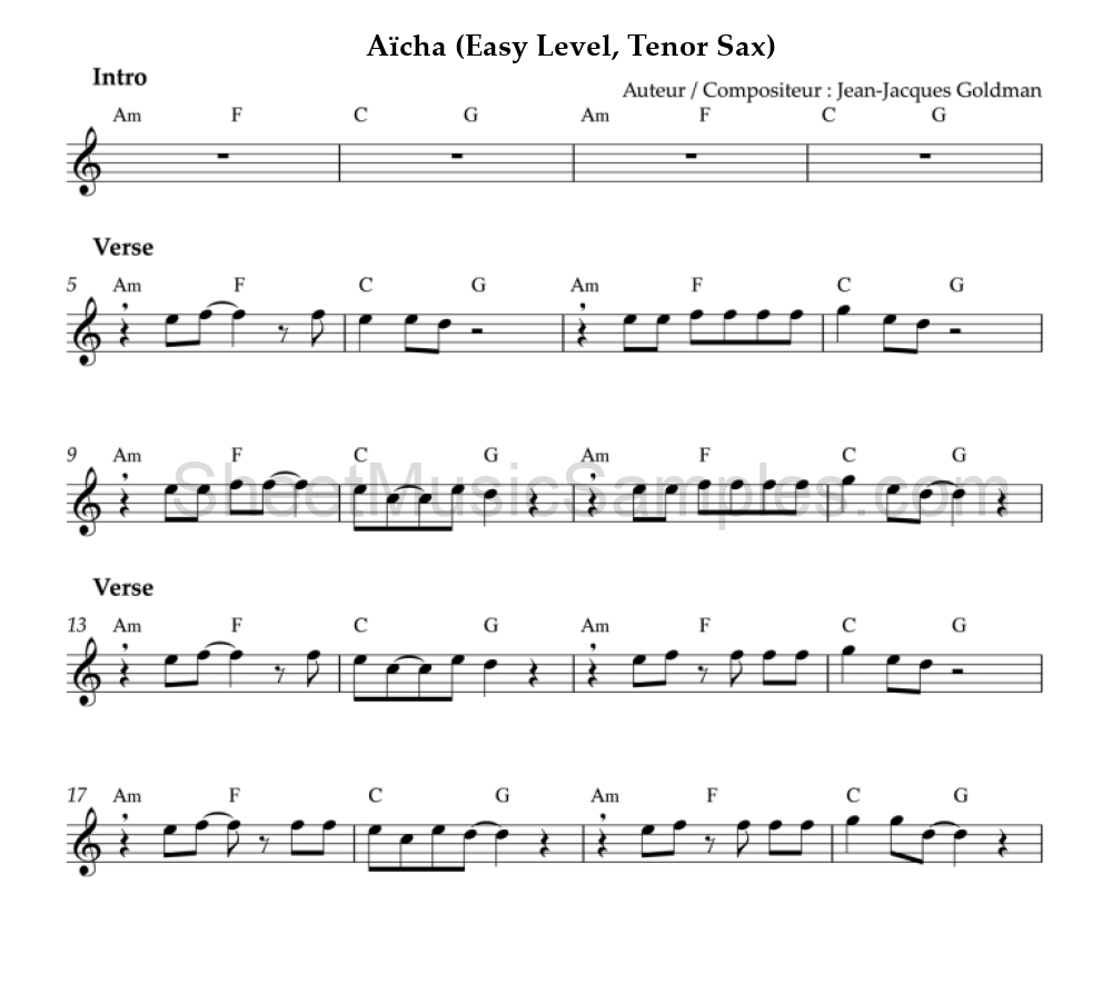 Aïcha (Easy Level, Tenor Sax)