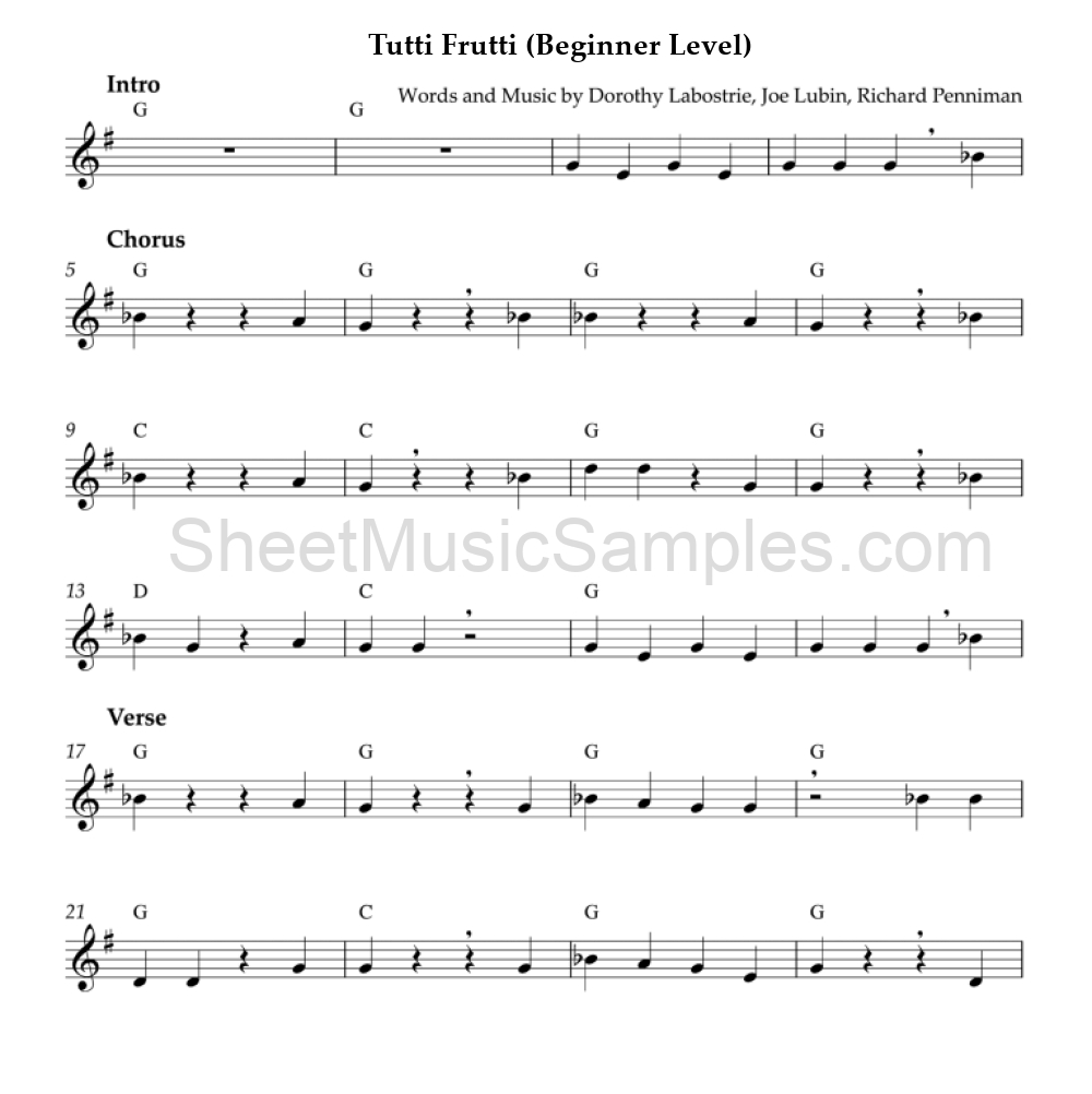 Tutti Frutti (Beginner Level)