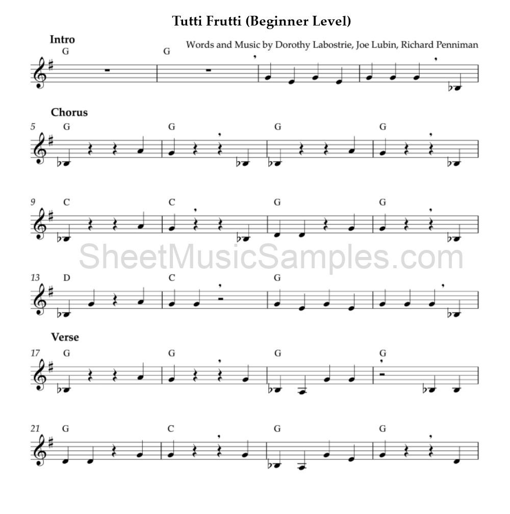 Tutti Frutti (Beginner Level)