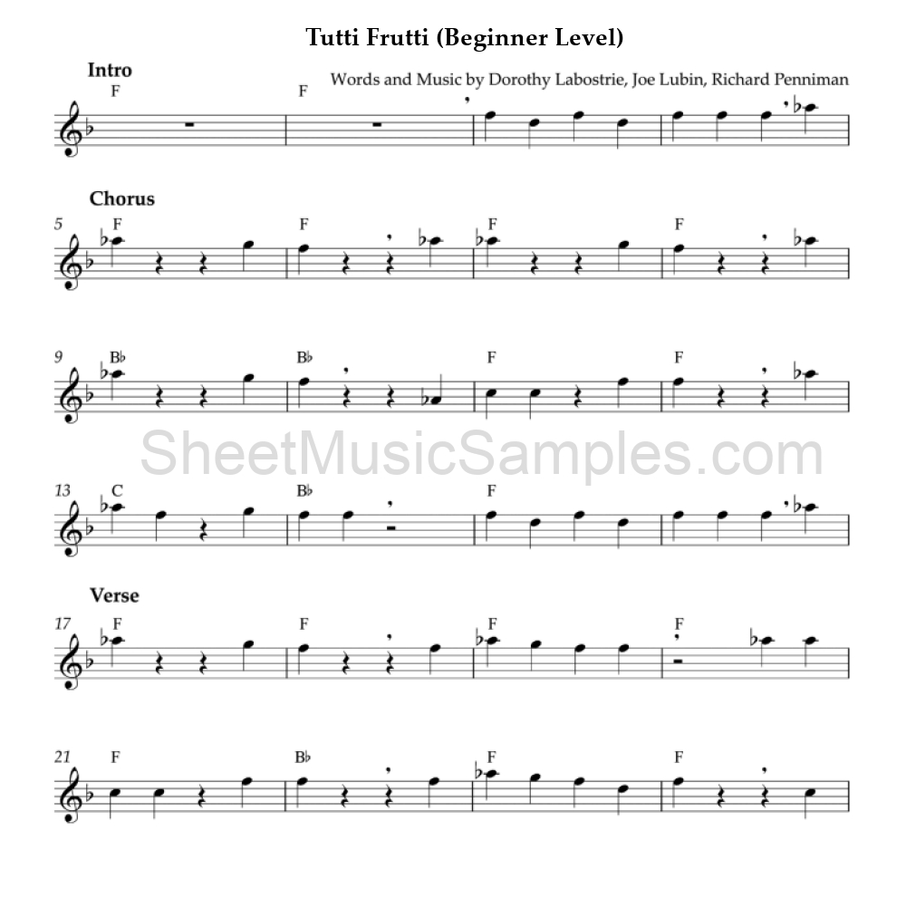 Tutti Frutti (Beginner Level)