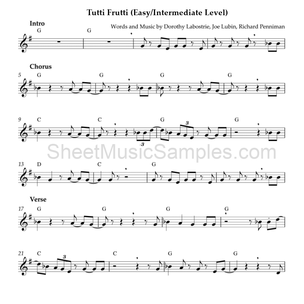 Tutti Frutti (Easy/Intermediate Level)