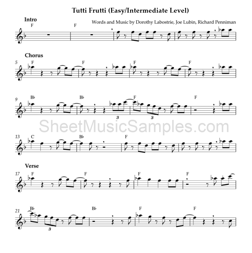 Tutti Frutti (Easy/Intermediate Level)