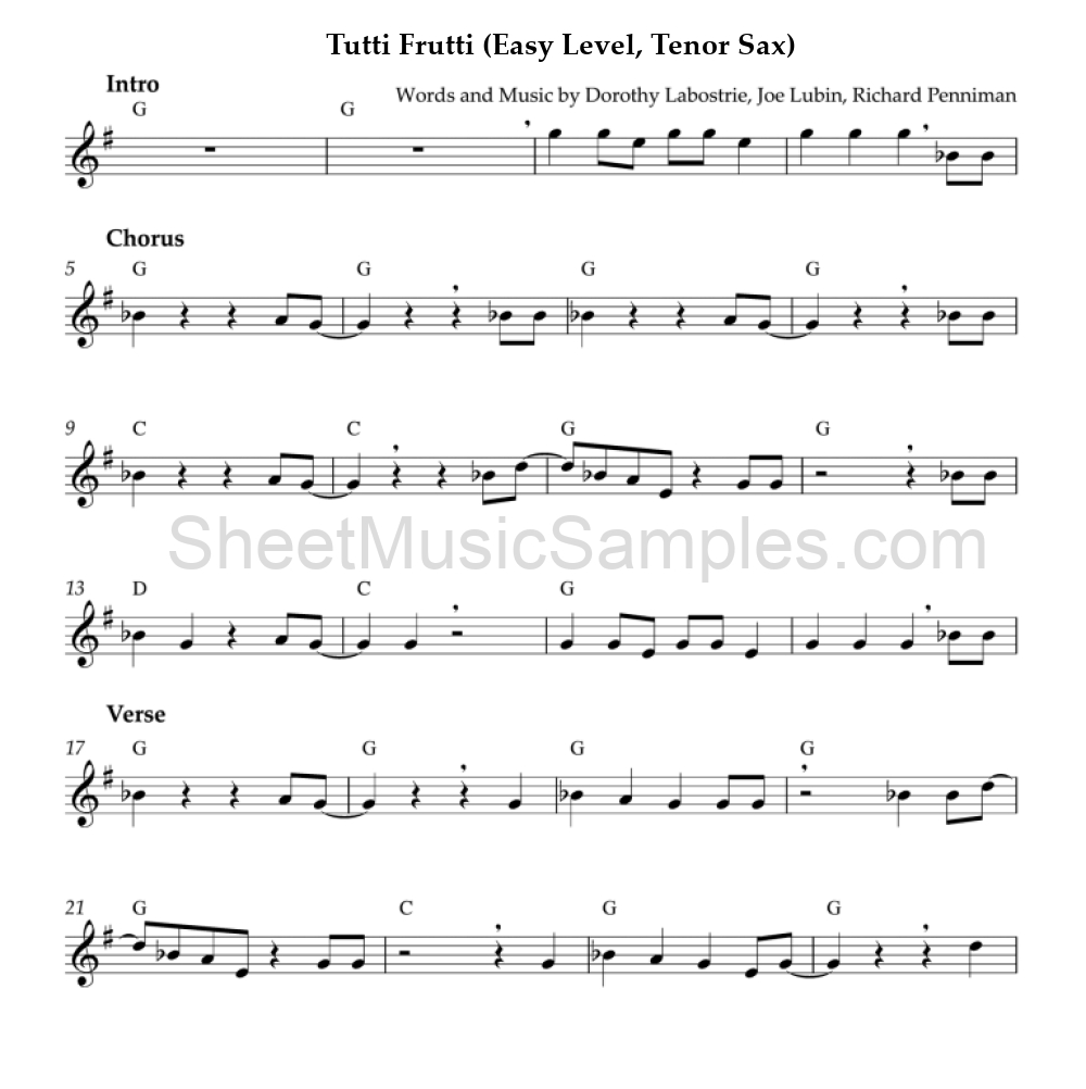 Tutti Frutti (Easy Level, Tenor Sax)