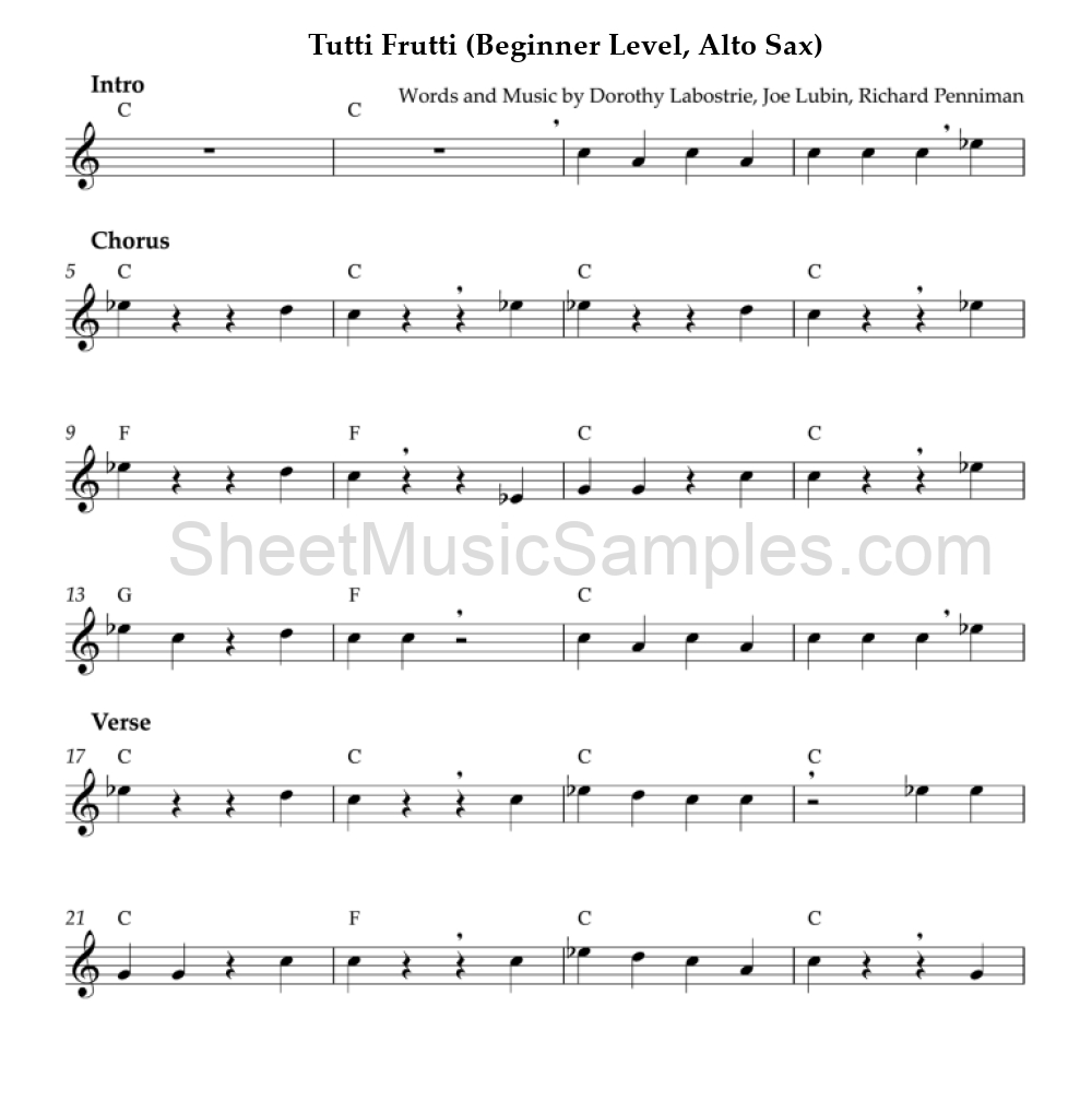 Tutti Frutti (Beginner Level, Alto Sax)