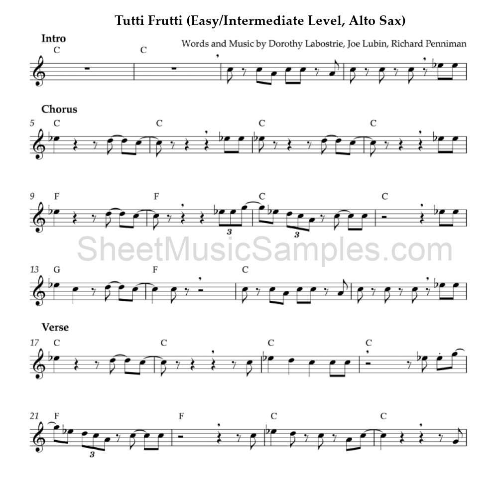 Tutti Frutti (Easy/Intermediate Level, Alto Sax)