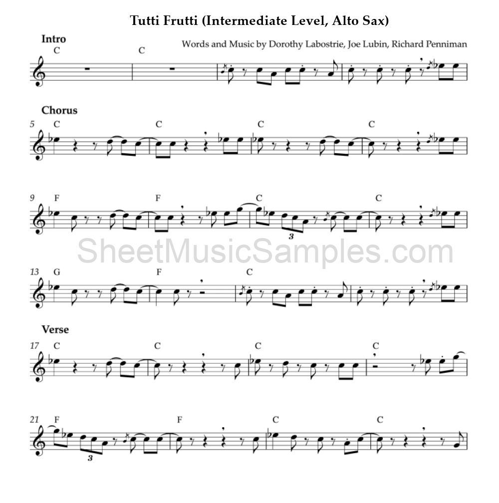 Tutti Frutti (Intermediate Level, Alto Sax)