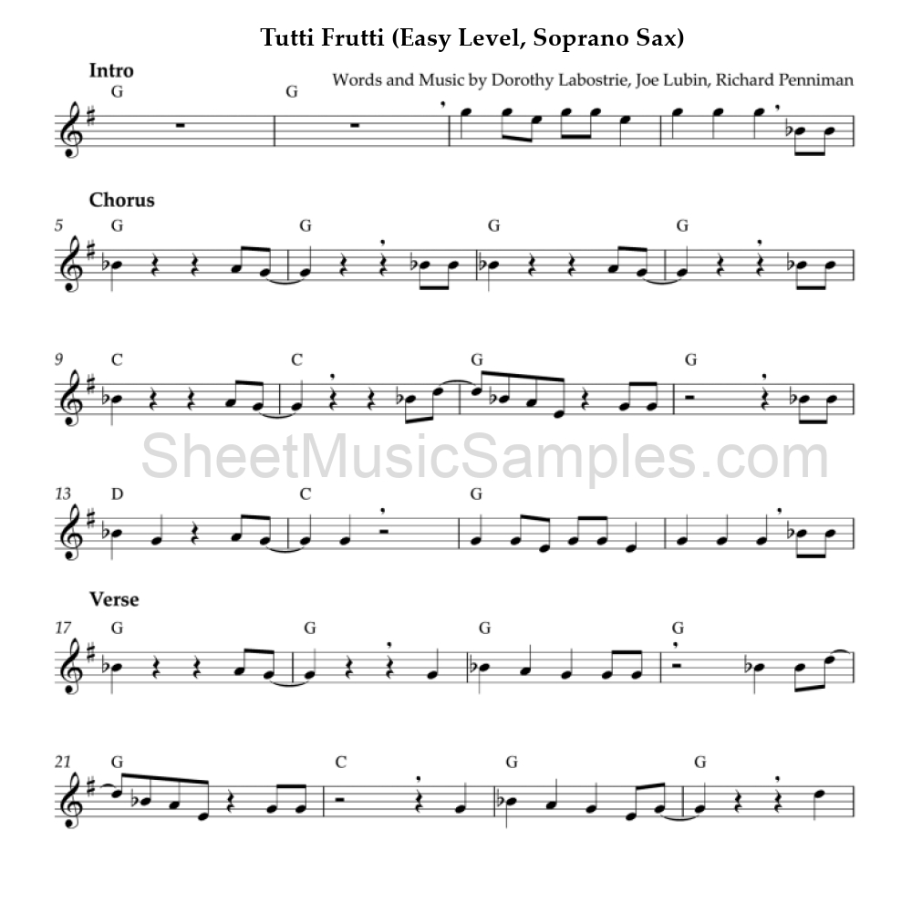 Tutti Frutti (Easy Level, Soprano Sax)