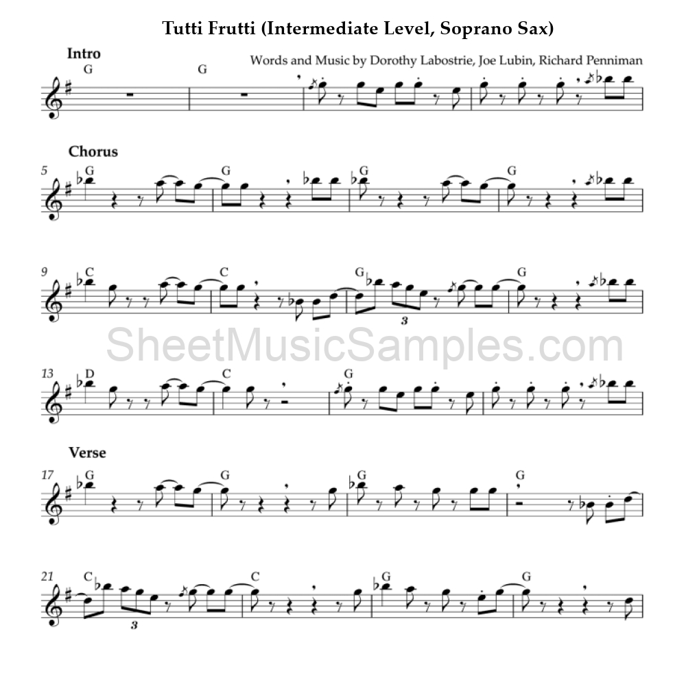 Tutti Frutti (Intermediate Level, Soprano Sax)