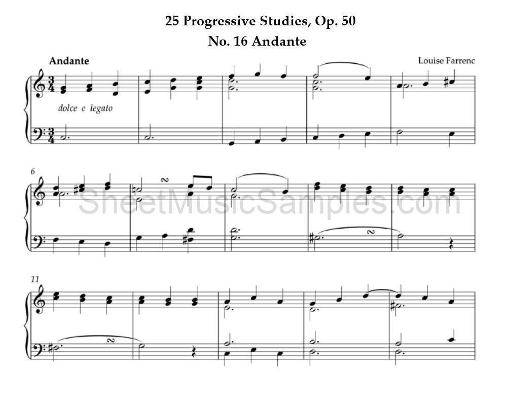 25 Progressive Studies, Op. 50 - No. 16 Andante