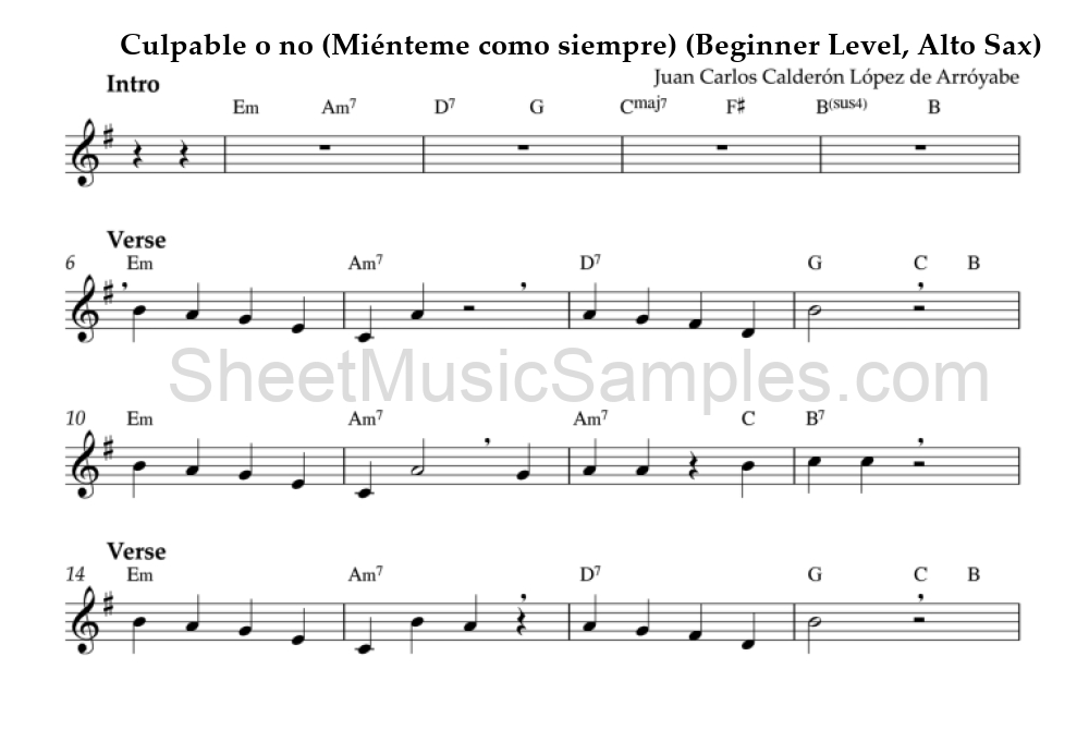 Culpable o no (Miénteme como siempre) (Beginner Level, Alto Sax)