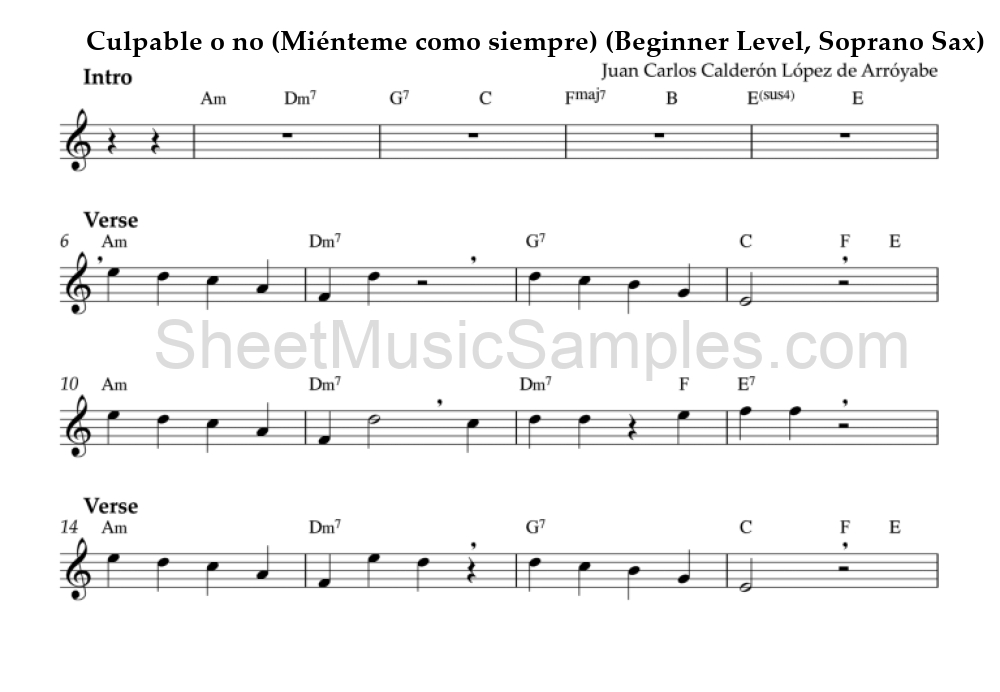 Culpable o no (Miénteme como siempre) (Beginner Level, Soprano Sax)