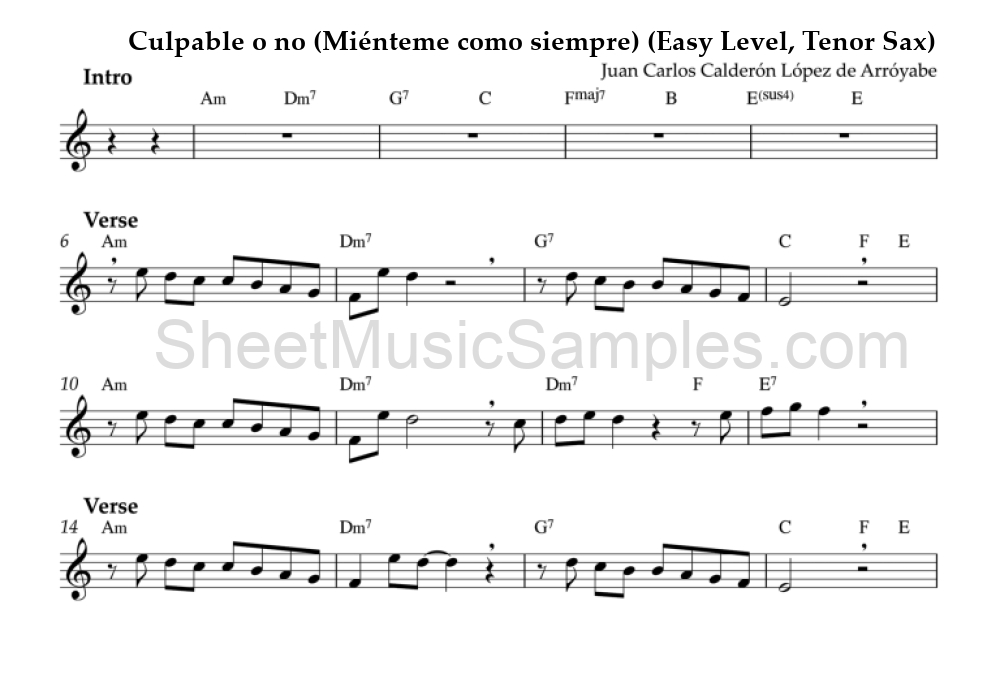 Culpable o no (Miénteme como siempre) (Easy Level, Tenor Sax)