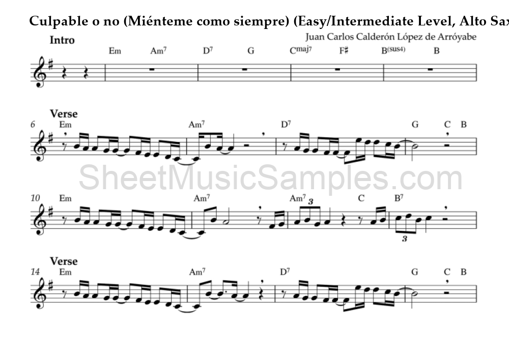 Culpable o no (Miénteme como siempre) (Easy/Intermediate Level, Alto Sax)