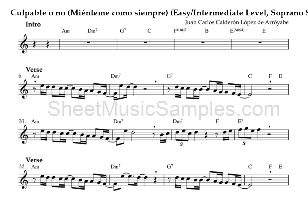 Culpable o no (Miénteme como siempre) (Easy/Intermediate Level, Soprano Sax)