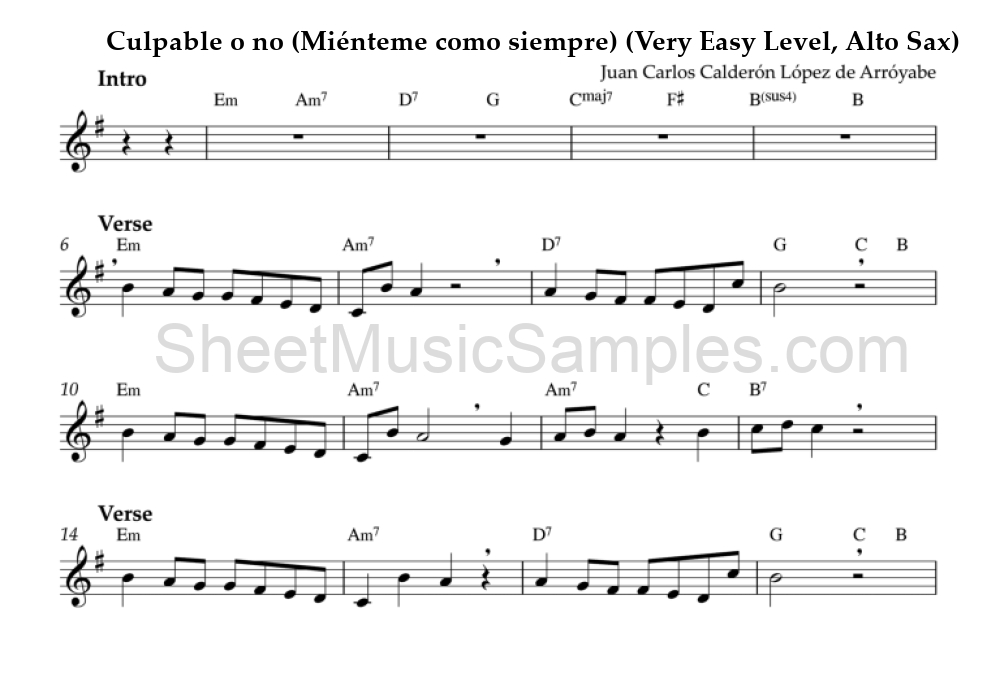 Culpable o no (Miénteme como siempre) (Very Easy Level, Alto Sax)