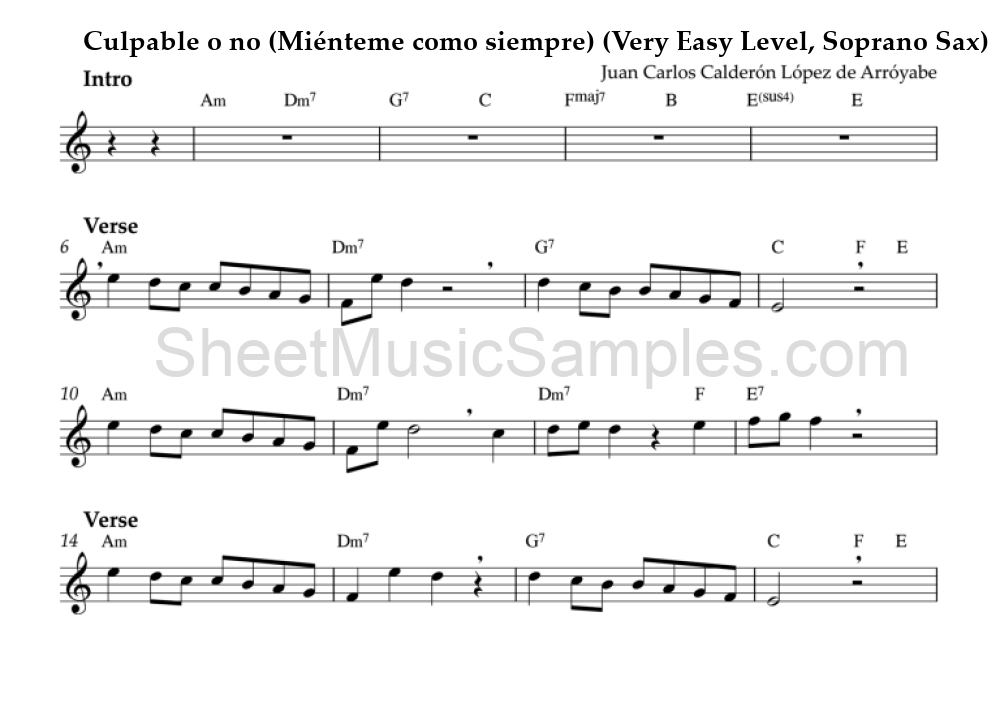 Culpable o no (Miénteme como siempre) (Very Easy Level, Soprano Sax)