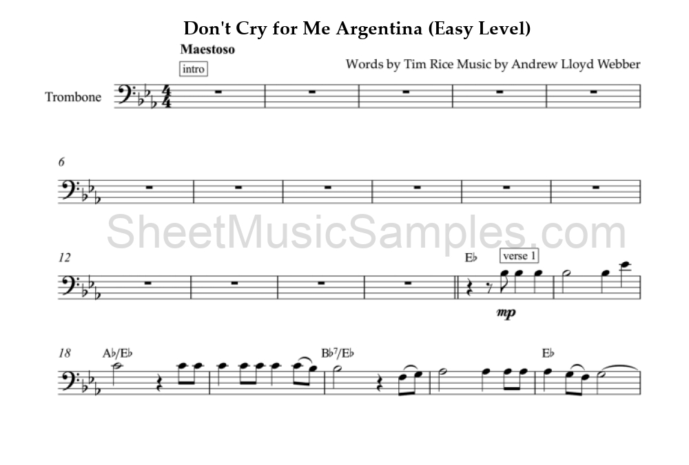 Don't Cry for Me Argentina (Easy Level)