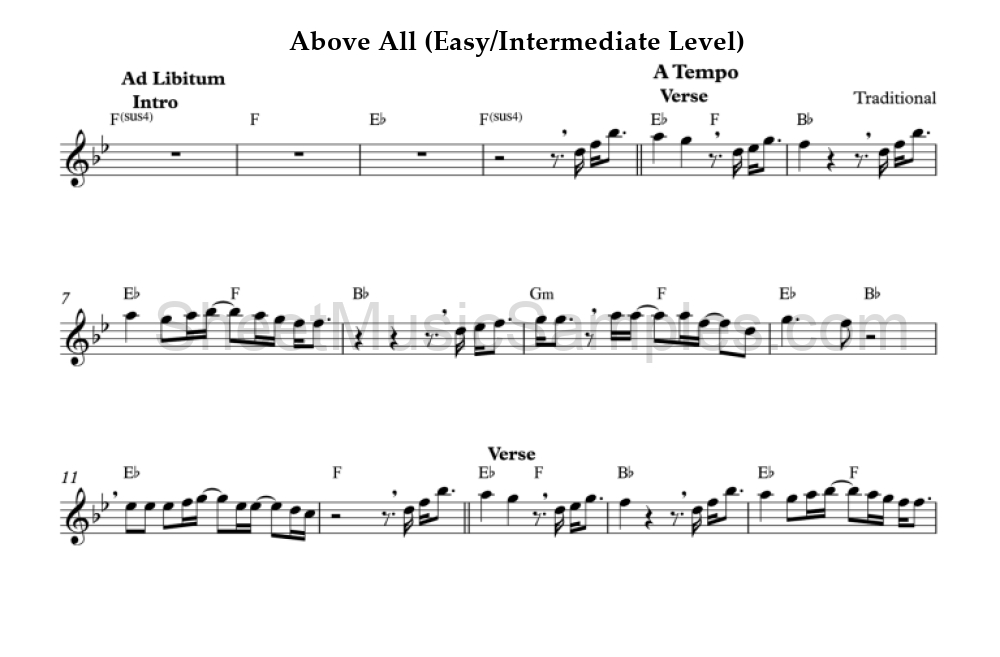 Above All (Easy/Intermediate Level)