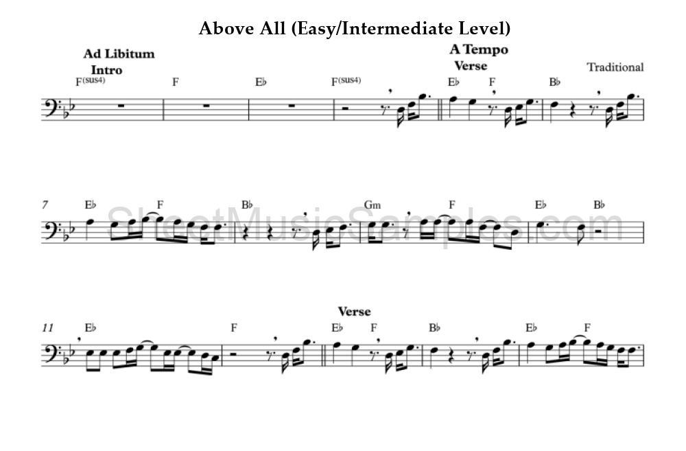 Above All (Easy/Intermediate Level)