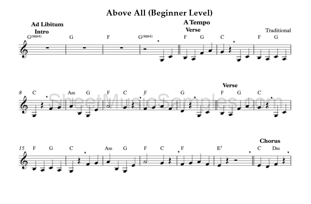 Above All (Beginner Level)