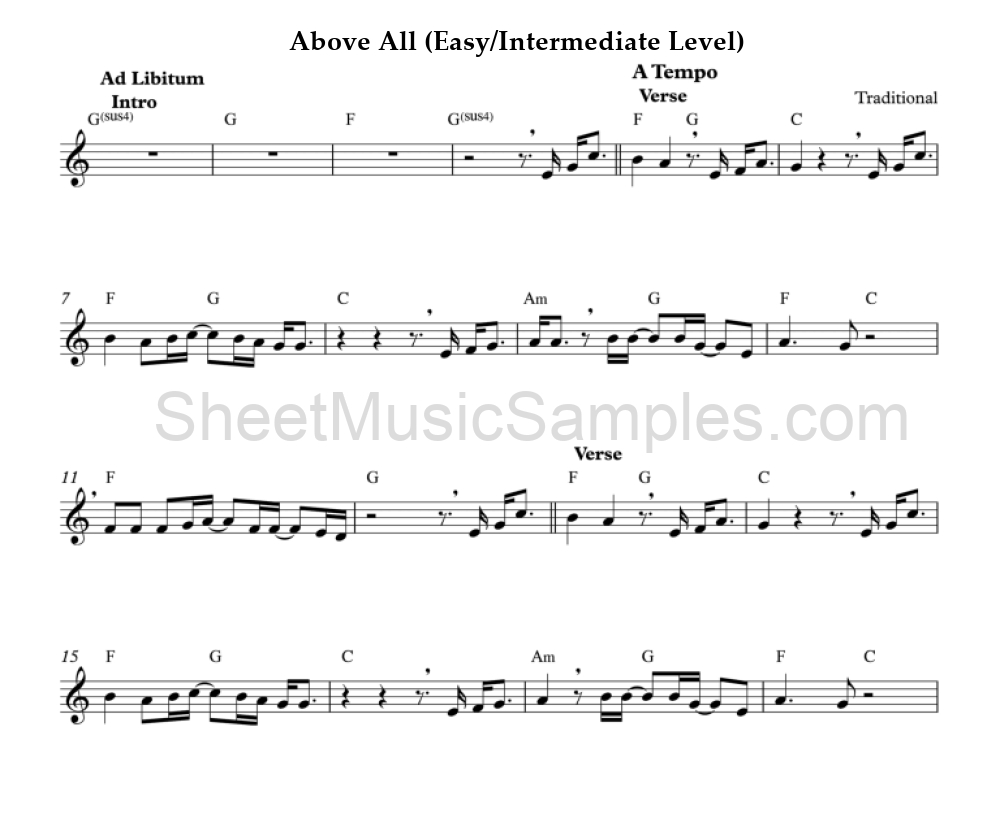 Above All (Easy/Intermediate Level)