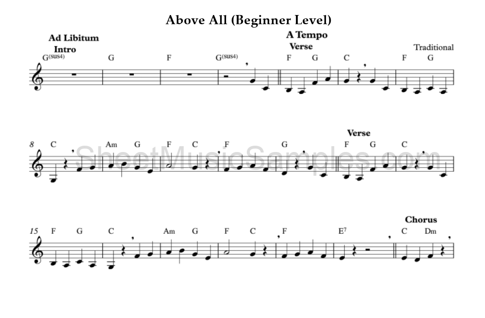 Above All (Beginner Level)