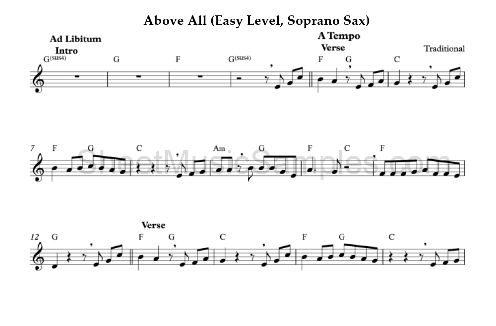 Above All (Easy Level, Soprano Sax)