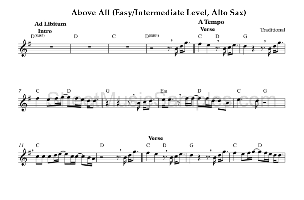 Above All (Easy/Intermediate Level, Alto Sax)