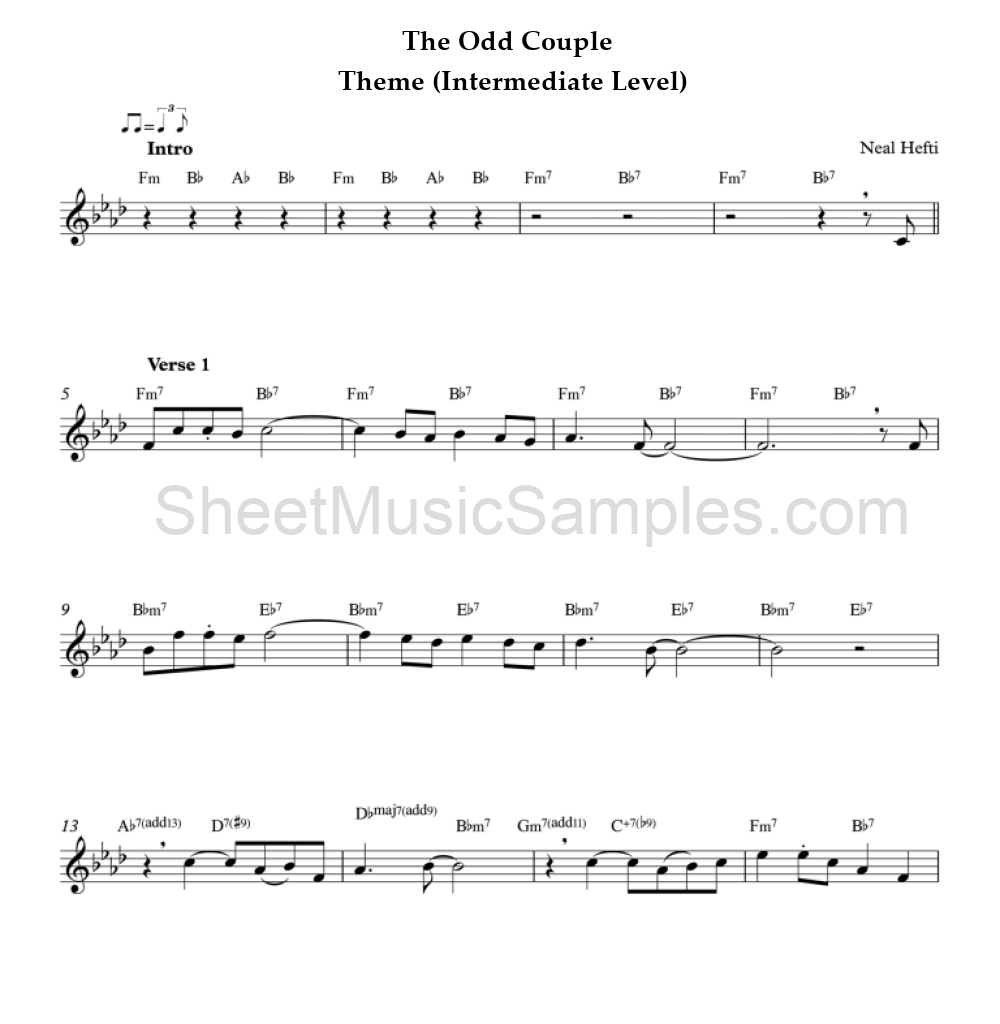 The Odd Couple - Theme (Intermediate Level)