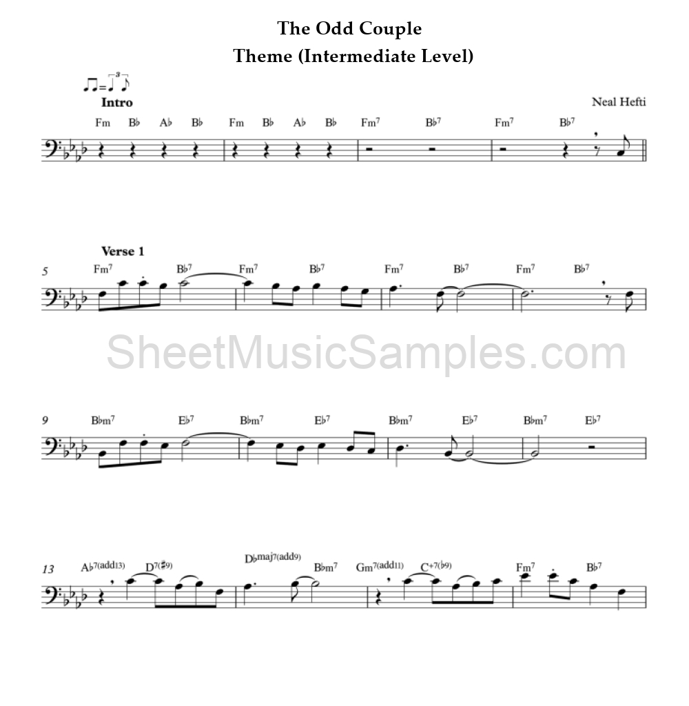 The Odd Couple - Theme (Intermediate Level)