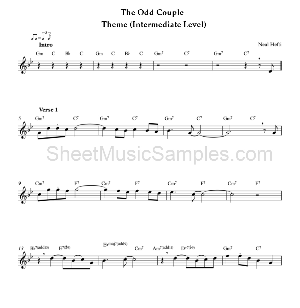 The Odd Couple - Theme (Intermediate Level)