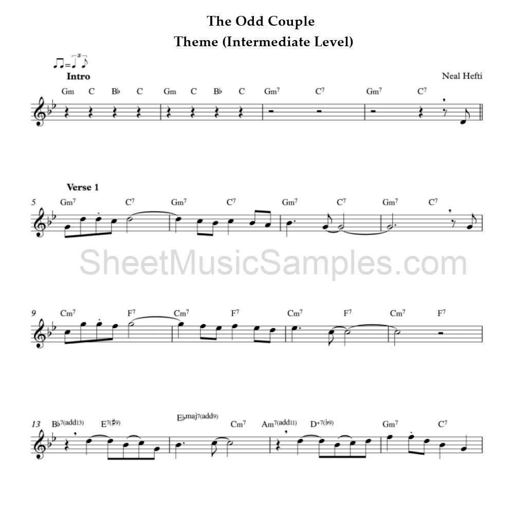 The Odd Couple - Theme (Intermediate Level)