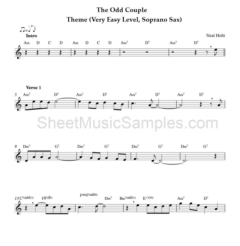 The Odd Couple - Theme (Very Easy Level, Soprano Sax)