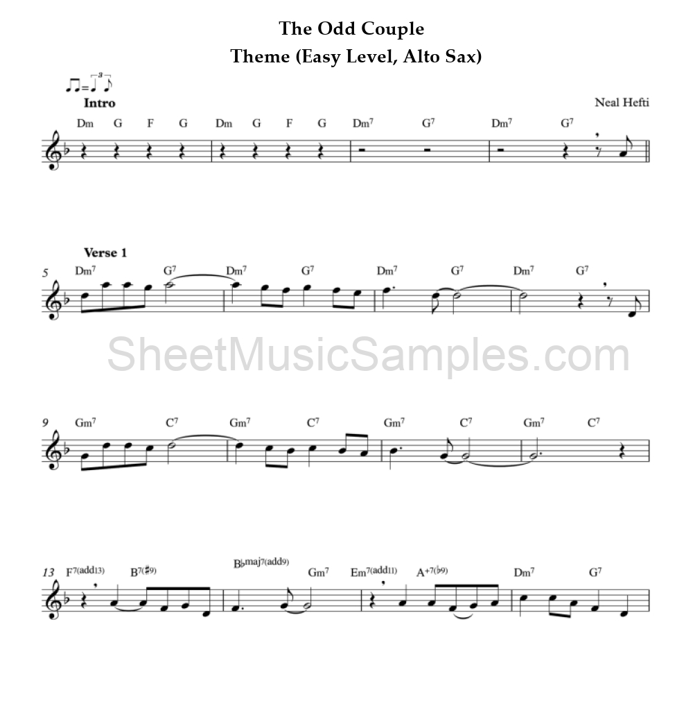 The Odd Couple - Theme (Easy Level, Alto Sax)