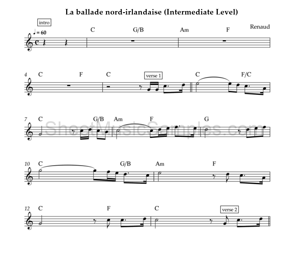 La ballade nord-irlandaise (Intermediate Level)