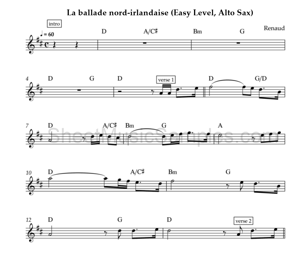 La ballade nord-irlandaise (Easy Level, Alto Sax)